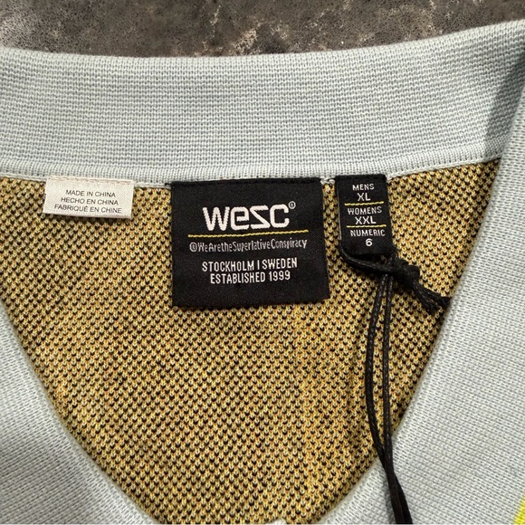 NWT WeSC S/S Polo Collar Cardigan Daisys (Winter Sky) - Picture 4 of 8